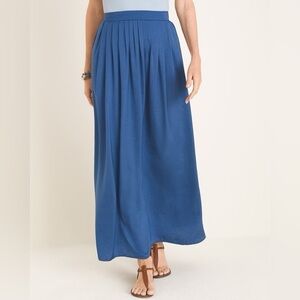 Chico’s Blue Pleated Maxi Skirt Sz 2 Chico’s Sz 00 Costal Cruise Vacation